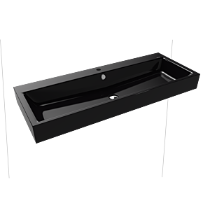 Kaldewei Puro vasque murale 906806013701 3167, 120x46cm, effet perlant noir, avec trop-plein, avec trou pour robinetterie