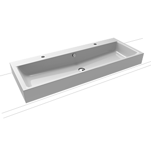 Kaldewei Puro lavabo 907006043199 120x46x12cm, avec trop - plein, 2x1 trou de coulée, effet perle manhattan