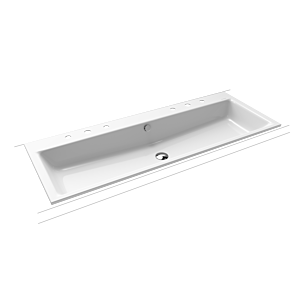 Kaldewei Puro Einbauwaschtisch 907106053001 120x46x1,4cm, mit Überlauf, 2x3 Hahnlöcher, weiß Perl-Effekt