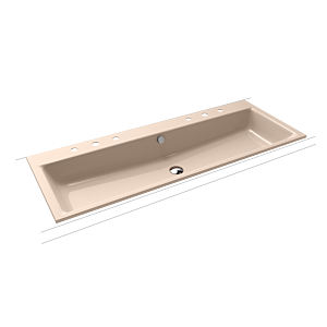 Kaldewei Puro 907106053030 120x46x1,4cm, avec trop-plein, 2x3 trous robinetterie, effet perlant beige Bahama