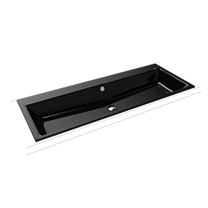 Kaldewei Puro lavabo 907106003701 120x46x1.4cm, avec trop - plein, sans trou de coulée, effet perle noire