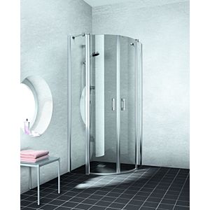 Porte battante quart de cercle Kermi Liga à panneaux fixes LIP50090201AK 90 x 200 cm, argent mat, verre trempé de sécurité transparent, sur receveur de douche