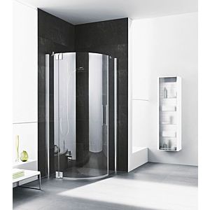Kermi Pasa XP quarter-circle swing door PX55LV41181PK 90x100x185cm, radius 55cm, matt silver gloss, toughened safety glass clear, left