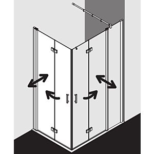 Kermi Diga corner Kermi Diga hinged folding door DI2CL08018VPK 80x185cm, silver high gloss, toughened safety glass clear, left, on shower tray