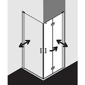 Kermi Diga demi-porte d&#39; Diga Kermi DI2CR09020VPK 90x200cm, argent brillant, verre de sécurité trempé clair, à droite, sur receveur de douche