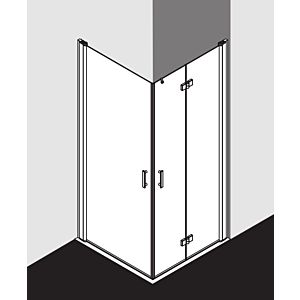 Kermi Diga corner Kermi Diga hinged folding door DI2CR07020VPK 70x200cm, high-gloss silver, clear toughened safety glass, right, on shower tray