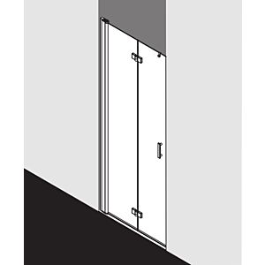 Kermi Diga folding door in recess DI2DL12020VPK 120x200cm, silver high gloss, toughened safety glass clear, left