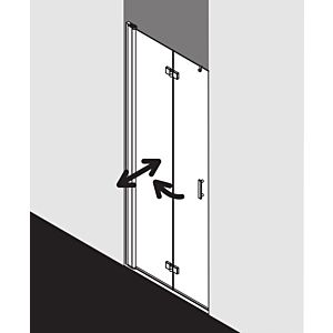 Kermi Diga folding door in recess DI2DL08020VPK 80x200cm, silver high gloss, toughened safety glass clear, left