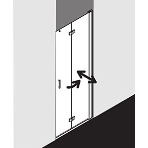 Kermi porte pliante Diga dans niche DI2DR08018VAK 80x185cm, argent brillant, TSG clair, droite