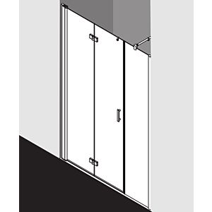 Kermi porte pliante Diga avec panneau fixe en niche DI2OL11018VAK 110x185cm, argent brillant, verre de sécurité trempé, gauche