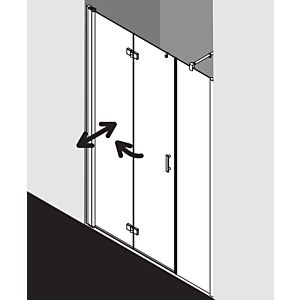 Kermi porte pliante Diga avec panneau fixe en niche DI2OL10018VAK 100x185cm, argent brillant, TSG clair, gauche