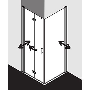 Kermi Diga Pendel-Falttür für Seitenwand DI2SL07818VPK 78x185cm, silber hochglanz, ESG klar Clean, links, auf Duschplatz