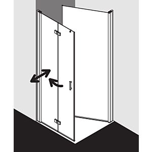 Kermi porte pliante Diga pour paroi latérale DI2SL10018VAK 100x185cm, argent brillant, verre de sécurité trempé transparent, gauche, sur receveur de douche