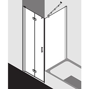 Kermi Diga folding door for side wall DI2SL09320VAK 93x200cm, silver high gloss, TSG clear, left, on shower area