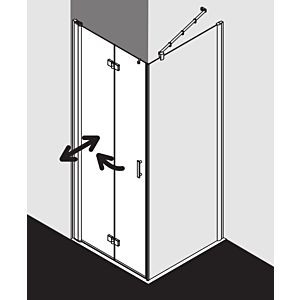 Kermi porte pliante Diga pour paroi latérale DI2SL12318VPK 123x185cm, argent brillant, verre de sécurité trempé transparent, gauche, sur la zone de douche