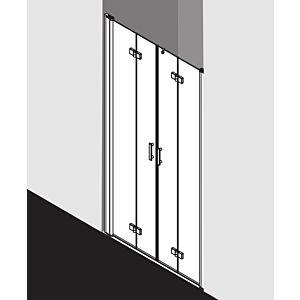 Kermi Diga - porte pliante Diga dans niche DI2T412020VPK 120x200cm, argent brillant, verre de sécurité trempé clair