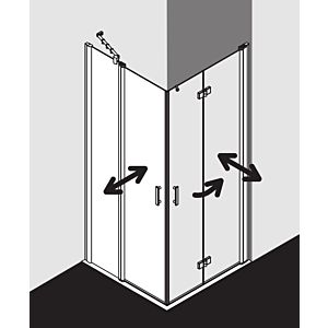 Kermi Diga entry half swing door with fixed panel DIEPL11020VPK 110x200cm, on DW, silver high gloss, toughened safety glass clear, left