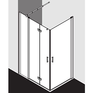 Kermi Diga entry half swing door with fixed field DIF2L09318VAK 93x185cm, high-gloss silver, TSG clear, left, on shower area