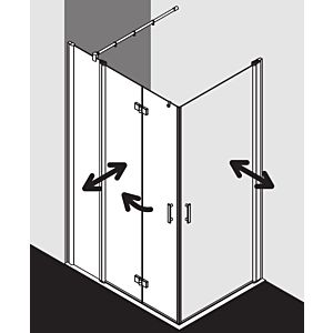 Kermi Diga entry half swing door with fixed field DIF2L10018VPK 100x185cm, high-gloss silver, toughened safety glass clear, left, on shower tray