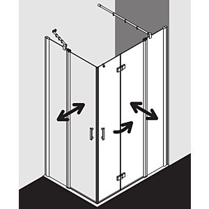 Kermi Diga entry half swing door with fixed panel DIEPL12020VAK 120x200cm, on DW, high-gloss silver, TSG clear, left