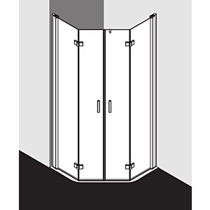 Kermi Diga Kermi 5 coins avec porte battante DIF4509018VPK 90x90x185cm, 450mm, argent brillant, TSG clear Clean