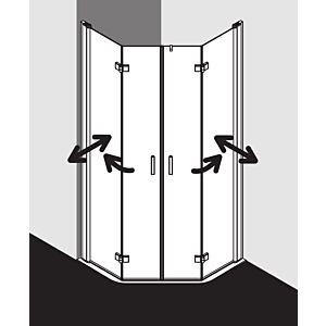 Kermi Diga 5-corner shower with swing door DIF4709018VAK 90x90x185cm, 475mm, silver high gloss, TSG clear