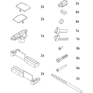 Kermi pièces de rechange set 2534146 cloison pliante, 2 / 2000 aile avec serrure magnétique (V2 TS2)