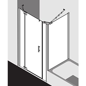 Kermi Filia XP porte battante 1 vantail avec panneaux fixes FX1GL12018VUK 120 x 185 cm, argent brillant, ESG SR Opaco, gauche, sur receveur de douche