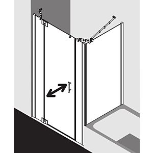 Kermi Filia XP Pendeltür 1-flügelig mit Festfeldern FX1GL12020VUK 120 x 200 cm, silber hochglanz, ESG SR Opaco, links, auf Duschwanne