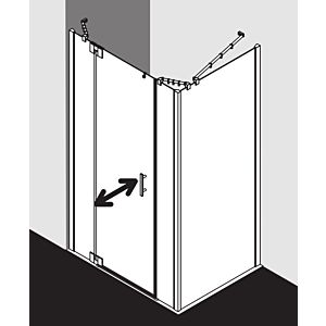 Kermi Filia XP swing door 1-leaf with fixed panels FX1GL16018VYK 160 x 185 cm, silver high gloss, ESG SR Opaco Clean, left, on shower tray