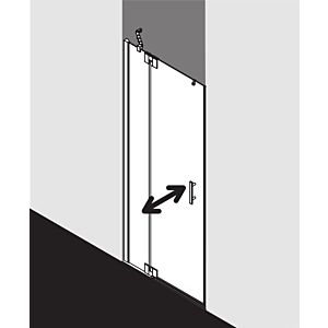 Kermi Filia XP swing door 1-leaf with fixed panel FX1TL10018VUK 100 x 185 cm, silver high gloss, ESG SR Opaco, left