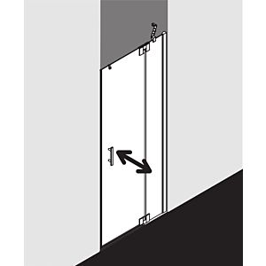 Kermi Filia XP swing door 1-leaf with fixed panel FX1TR12020VUK 120 x 200 cm, silver high gloss, ESG SR Opaco, right