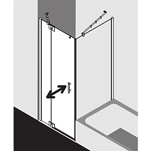 Kermi Filia XP porte battante 1 vantail avec partie fixe FX1WL11020VUK 110 x 200 cm, argent brillant, ESG SR Opaco, gauche, sur receveur de douche