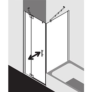 Kermi Filia XP swing door 1-leaf with fixed panel FX1WL08320VUK 83 x 200 cm, silver high gloss, ESG SR Opaco, left, on shower area