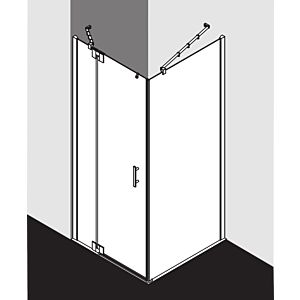 Kermi Filia XP swing door with fixed panel for side wall FX1WL08018VPK 80x185cm, silver high gloss, TSG clear Clean, left, on shower tray