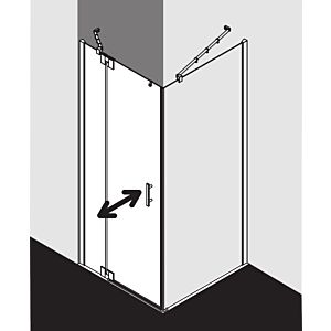 Kermi Filia XP porte battante avec panneau fixe pour paroi latérale FX1WL10018VPK 100x185cm, argent brillant, verre de sécurité trempé clair, gauche, sur receveur de douche