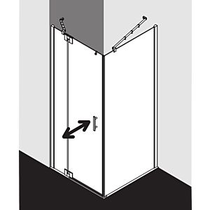 Kermi Filia XP swing door 1-leaf with fixed panel FX1WL14018VYK 140 x 185 cm, silver high gloss, ESG SR Opaco Clean, left, on shower tray