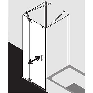 Kermi Filia XP swing door 1-leaf with fixed panel FX1WL07520VUK 75 x 200 cm, silver high gloss, ESG SR Opaco, left, on shower tray