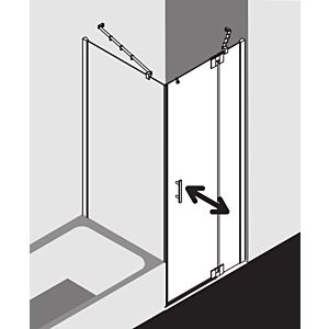Kermi Filia XP swing door 1-leaf with fixed panel FX1WR07518VUK 75 x 185 cm, silver high gloss, ESG SR Opaco, right, on shower tray