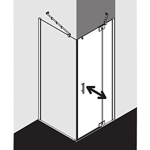 Kermi Filia XP porte battante avec panneau fixe pour paroi latérale FX1WR12018VPK 120x185cm, argent brillant, verre de sécurité trempé transparent, à droite, sur receveur de douche
