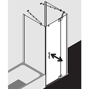 Kermi Filia XP porte battante 1 vantail avec partie fixe FX1WR14018VUK 140 x 185 cm, argent brillant, ESG SR Opaco, droite, sur receveur de douche