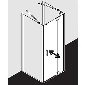 Kermi Filia XP porte battante avec panneau fixe pour paroi latérale FX1WR07818VAK 78x185cm, argent brillant, TSG clair, droite, espace douche