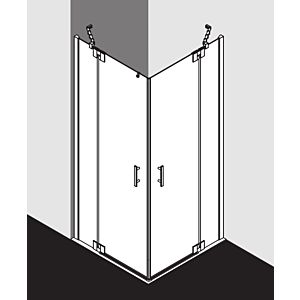 Kermi Filia XP demi-entrée d&#39;angle pour porte battante FXEPL09318VUK 93 x 185 cm, argent brillant, ESG SR Opaco, à gauche, au niveau de la douche
