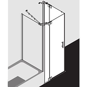 Kermi Filia XP Pendeltür-Eckeinstiegshälfte FXEPL07518VYK 75 x 185 cm, silber hochglanz, ESG SR Opaco Clean, links, auf Duschwanne
