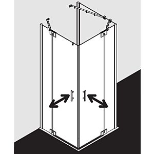 Kermi Filia XP Pendeltür-Eckeinstiegshälfte FXEPL08320VYK 83 x 200 cm, silber hochglanz, ESG SR Opaco Clean, links, auf Duschplatz