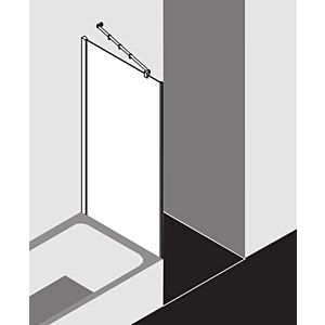 Kermi Filia XP Seitenwand FXTVD07516VPK 75x160cm, silber hochglanz, ESG klar Clean, neben Badewanne