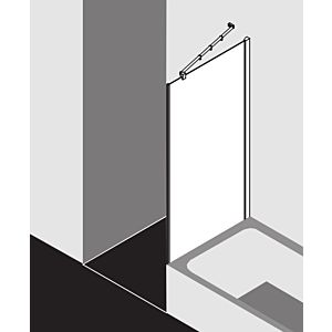 Kermi Filia XP Seitenwand FXTVD10017VUK 100 x 175 cm, silber hochglanz, ESG SR Opaco, verkürzt neben Badewanne