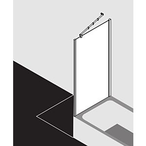 Kermi Filia XP side wall shortened to bathtub FXUVD10016VPK 100x160cm, silver high gloss, toughened safety glass clear