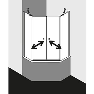 Kermi 5-Eck-Duschkabine Ibiza 2000 Pendeltür 90x75x200, 45/30, weiss, ESG klar Clean