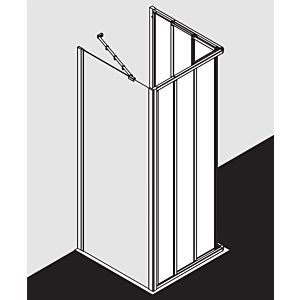 Kermi Eckeinstieg-Gleittür Ibiza 2000, 3-teilig 100x185, silber/mattglanz, ESG klar KermiClean